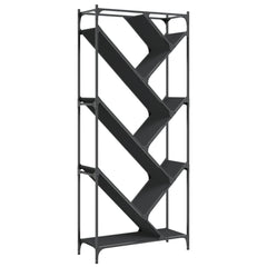 Bookcase 79x30x180 cm Engineered Wood and Metal Black