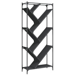 Bookcase 79x30x180 cm Engineered Wood and Metal Black