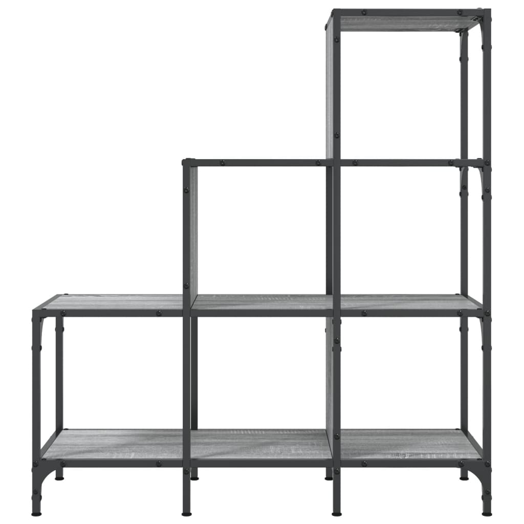 vidaXL Bookcase Grey Sonoma 92x30x102 cm Engineered Wood and Metal 5