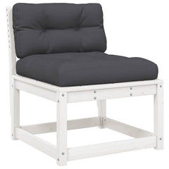 vidaXL 6 Piece Garden Sofa Set with Cushions White Solid Wood Pine 4