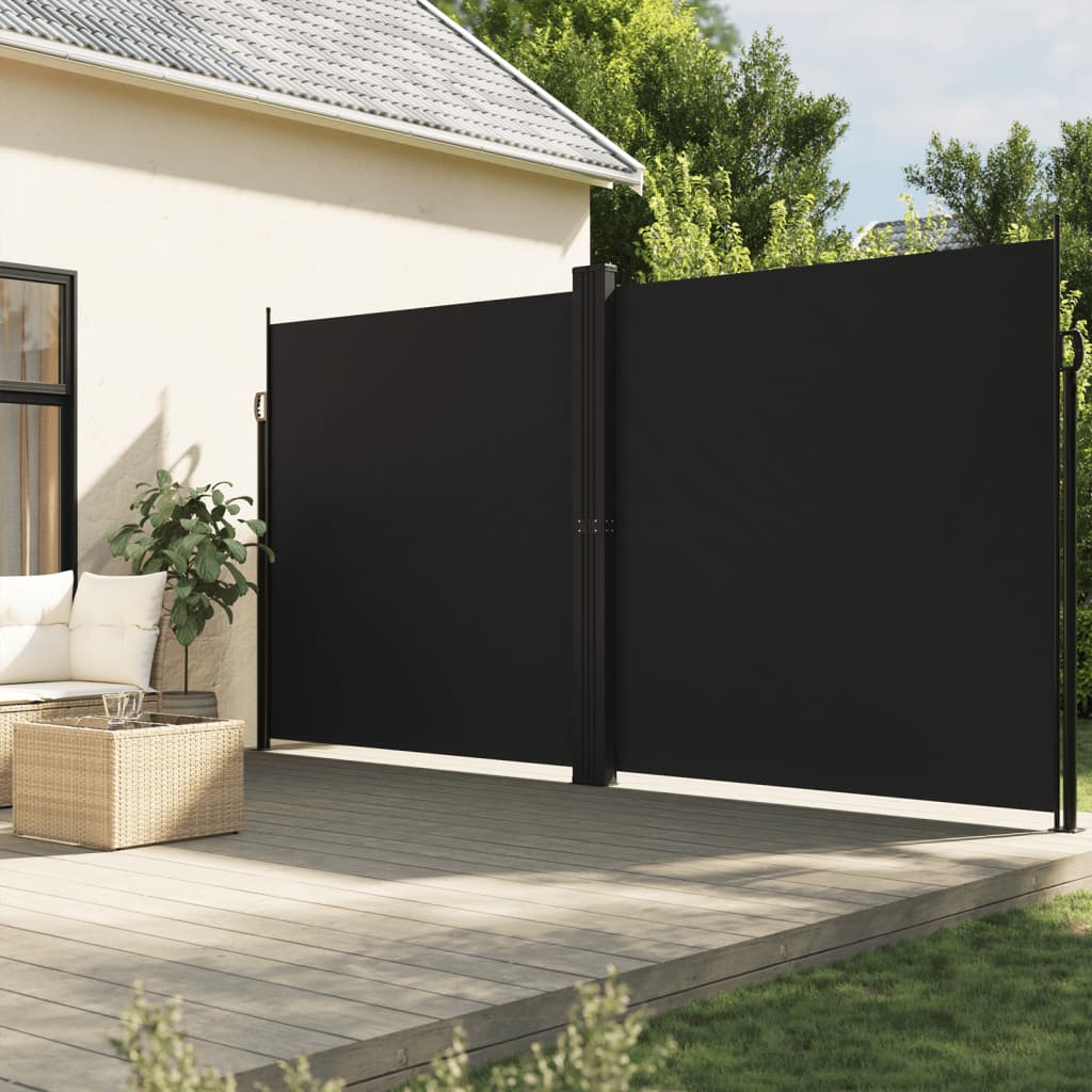 vidaXL Retractable Side Awning Black 200x600 cm 1