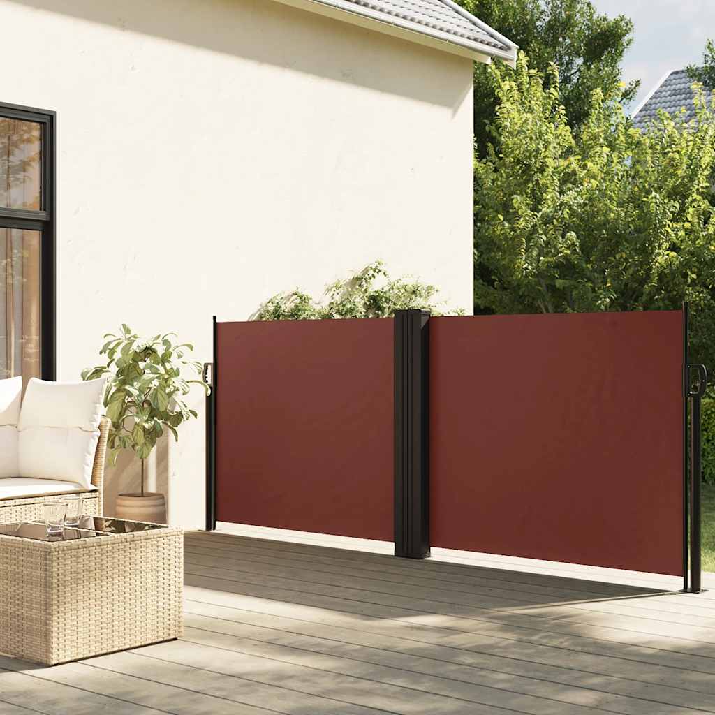 vidaXL Retractable Side Awning Brown 120x1000 cm 1
