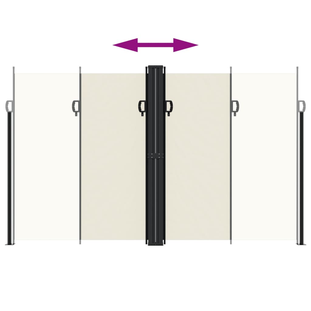 vidaXL Retractable Side Awning Cream 200x1000 cm 5