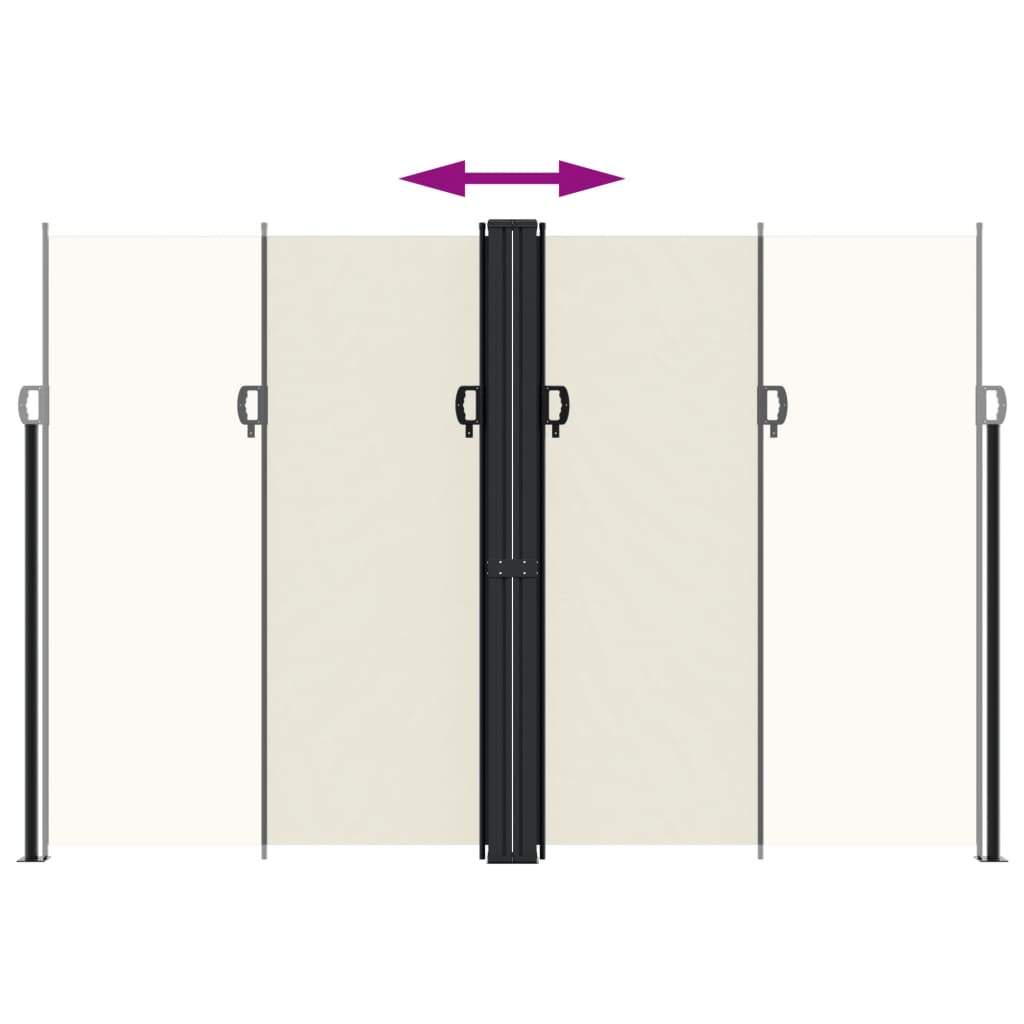 vidaXL Retractable Side Awning Cream 220x1000 cm 5