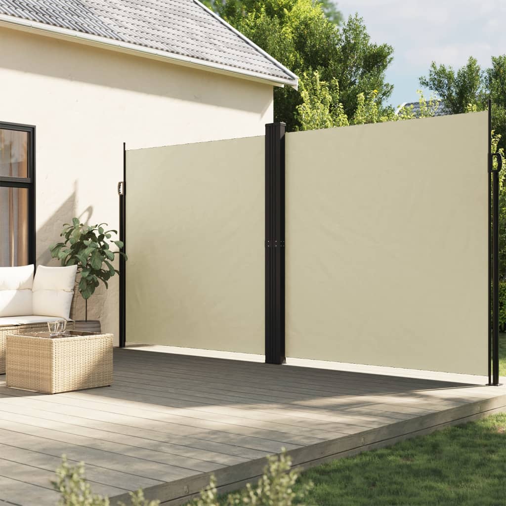 vidaXL Retractable Side Awning Cream 220x1000 cm 1