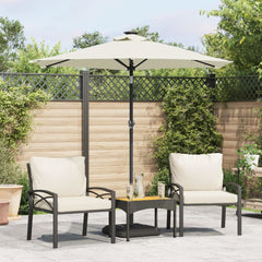 Garden Parasol with LEDs&Steel Pole 225x225x212cm White