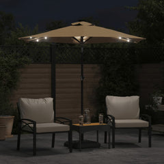 vidaXL Garden Parasol with LEDs and Steel Pole Taupe 225x225x212cm 3