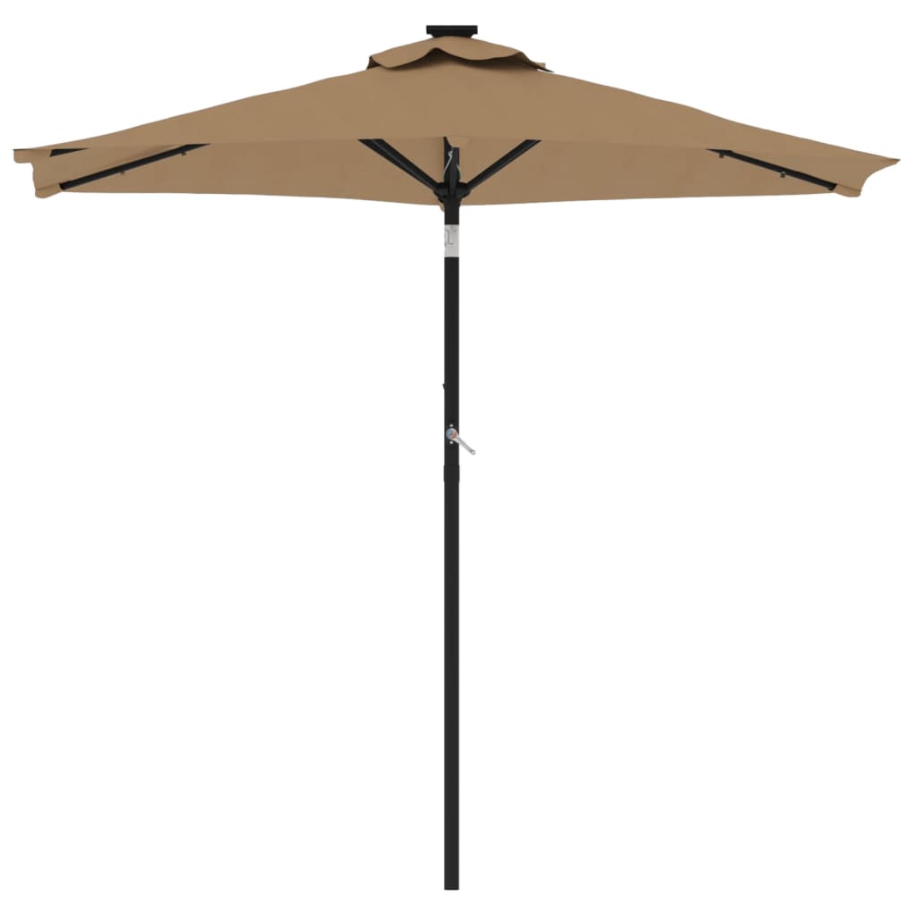 vidaXL Garden Parasol with LEDs and Steel Pole Taupe 225x225x212cm 4