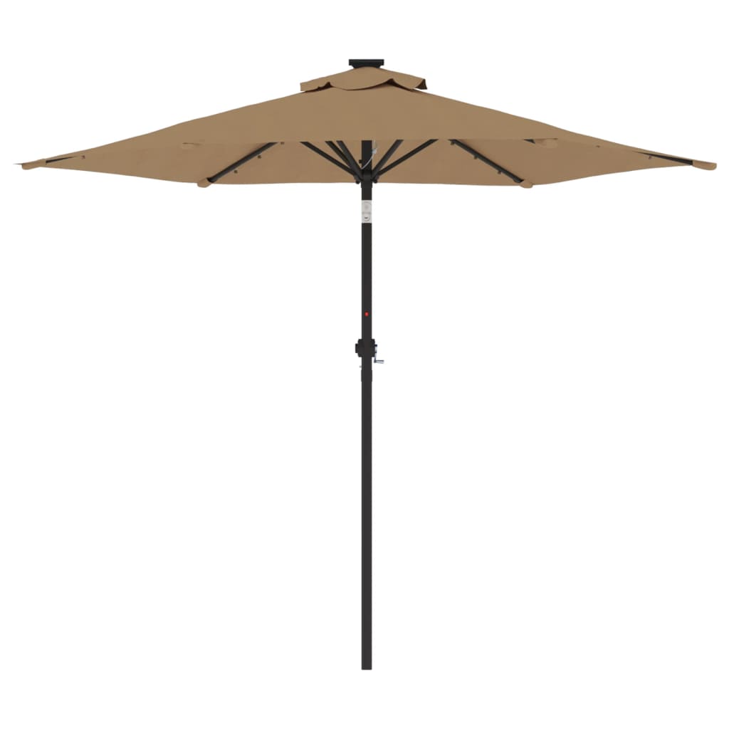vidaXL Garden Parasol with LEDs and Steel Pole Taupe 225x225x212cm 5