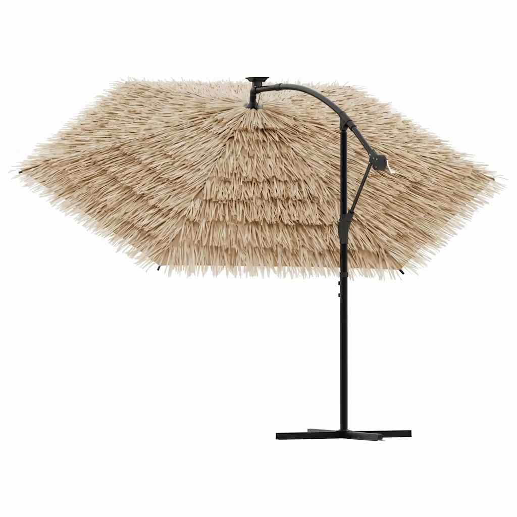 vidaXL Garden Parasol with with LEDs and Steel Pole Brown 269x269x235 cm 6