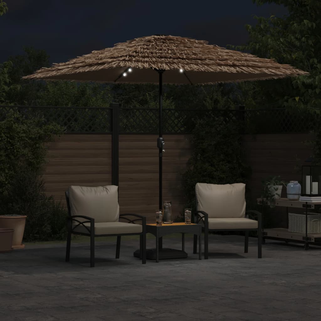 vidaXL Garden Parasol with LEDs and Steel Pole Brown 248x248x248 cm 3