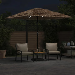vidaXL Garden Parasol with LEDs and Steel Pole Brown 248x248x248 cm 3