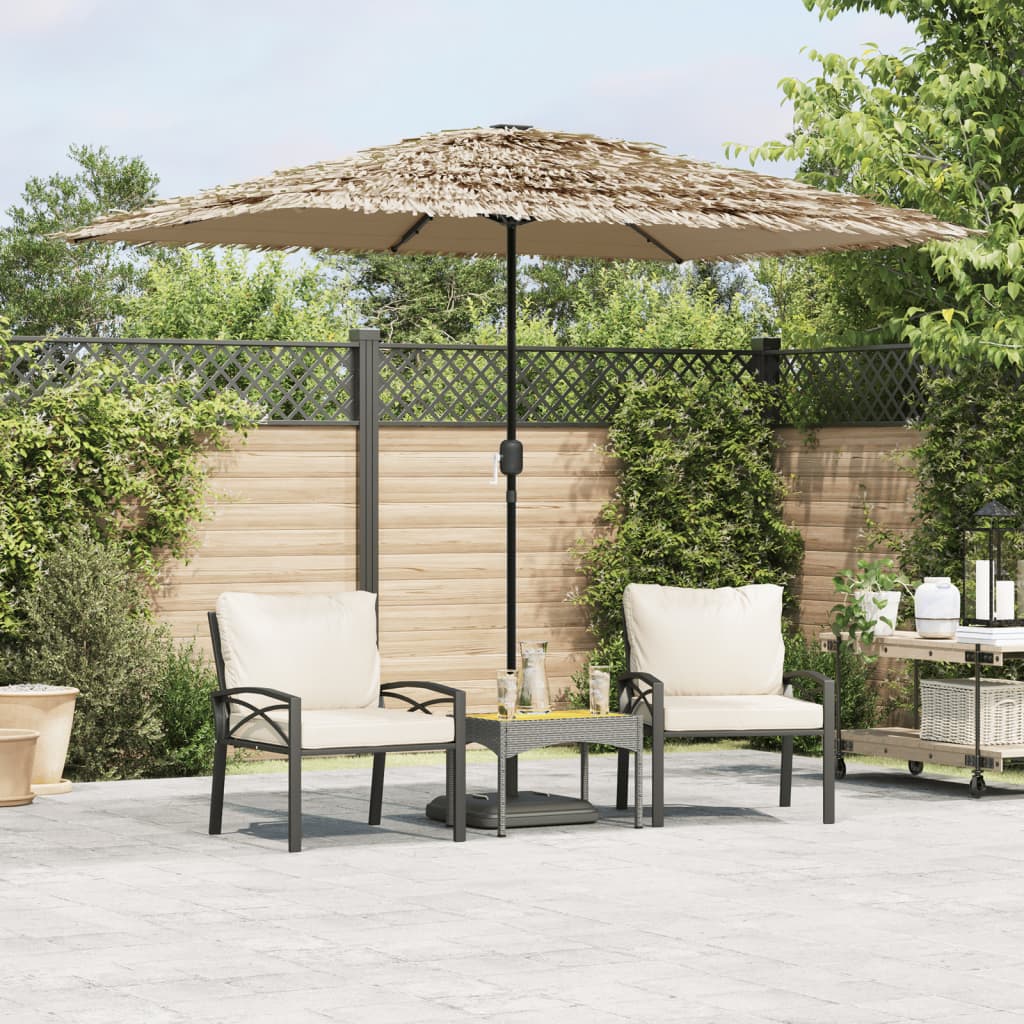 vidaXL Garden Parasol with LEDs and Steel Pole Brown 248x248x248 cm 1
