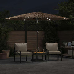 vidaXL Garden Parasol with LEDs and Steel Pole Brown 288x288x225 cm 3