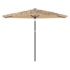 vidaXL Garden Parasol with LEDs and Steel Pole Brown 288x288x225 cm 4