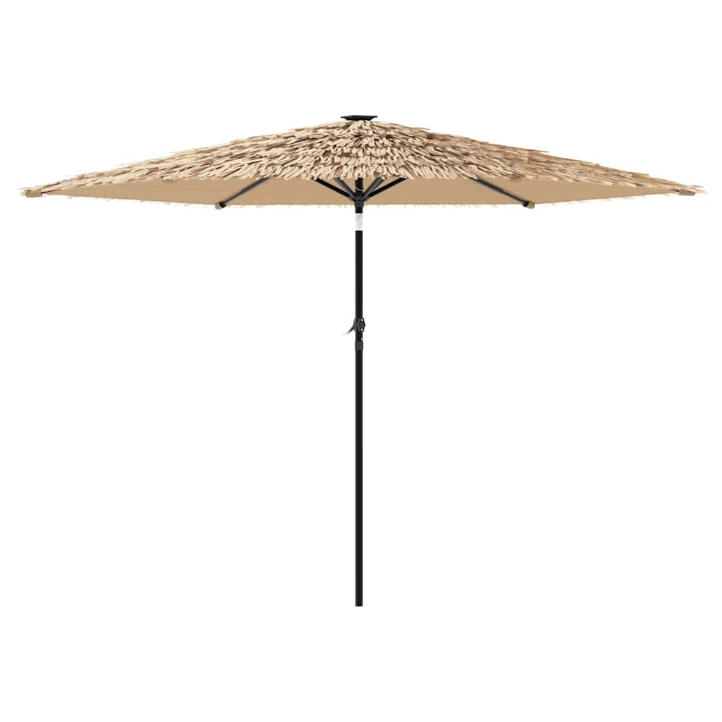 vidaXL Garden Parasol with LEDs and Steel Pole Brown 288x288x225 cm 6