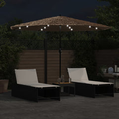 vidaXL Garden Parasol with LEDs and Steel Pole Brown 324x324x247 cm 3