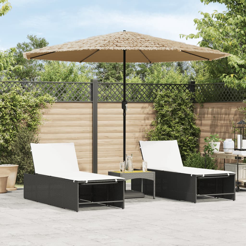 vidaXL Garden Parasol with LEDs and Steel Pole Brown 324x324x247 cm 1