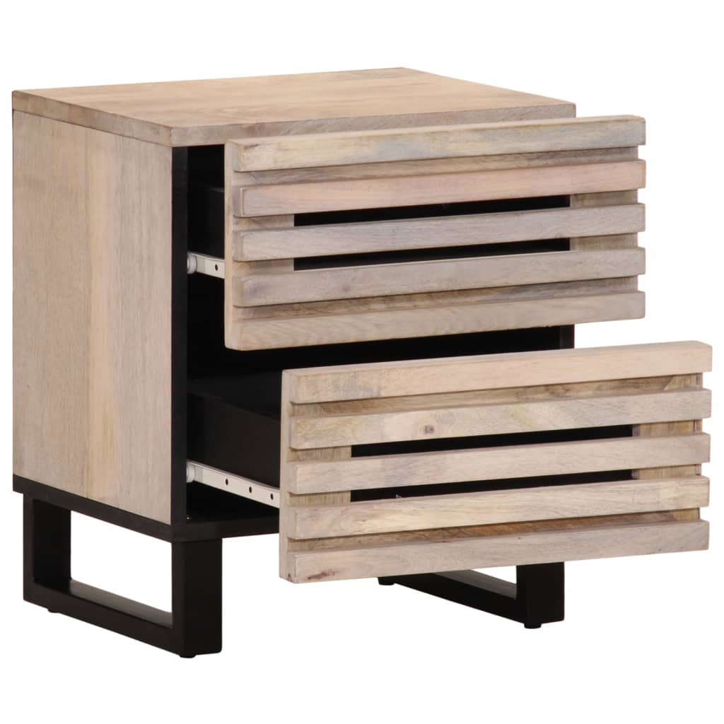 vidaXL Bedside Cabinet 40x34x46 cm Solid Wood Bleached Mango 2
