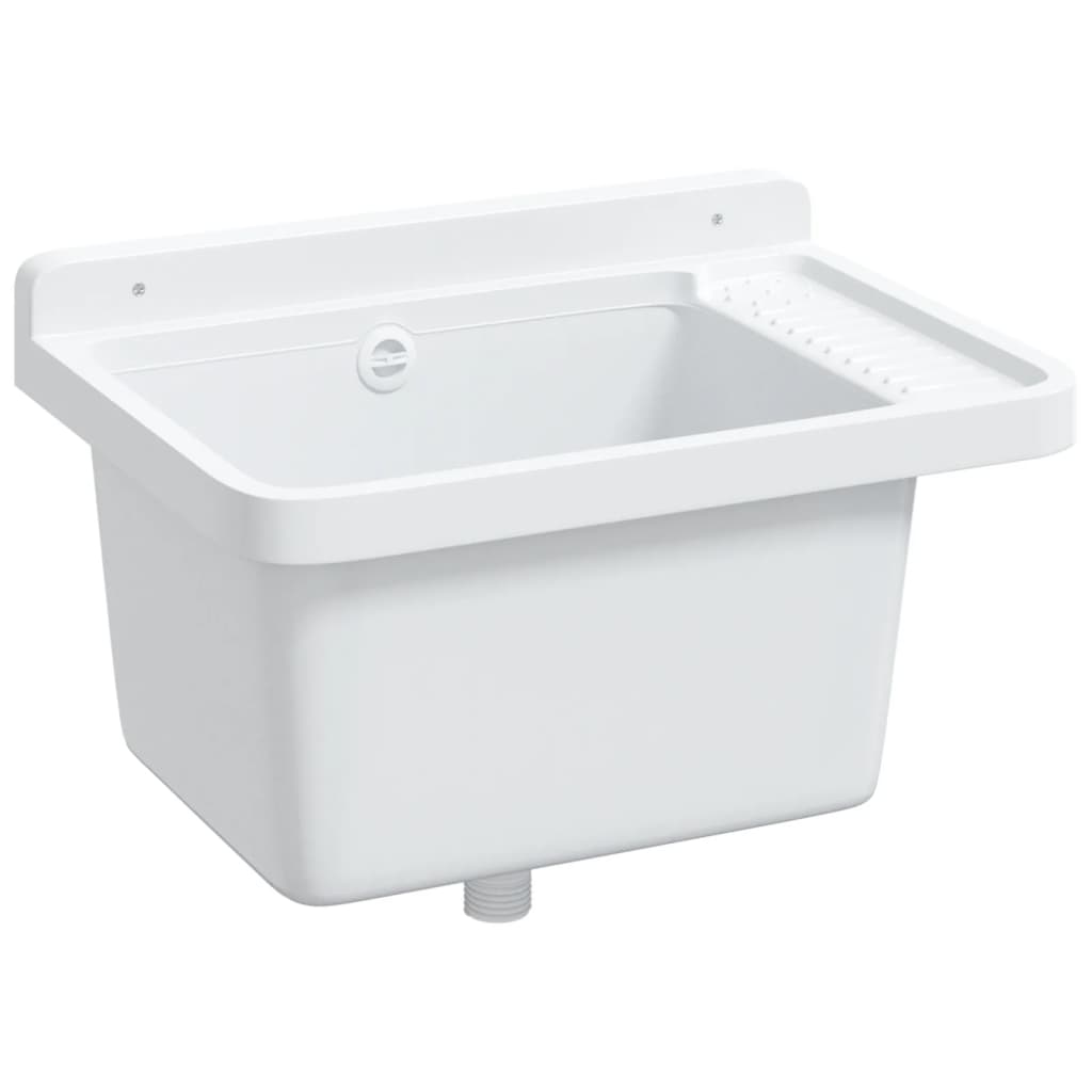 Sink Washbasin for Wall Mounting Resin White 50 cm 35 cm