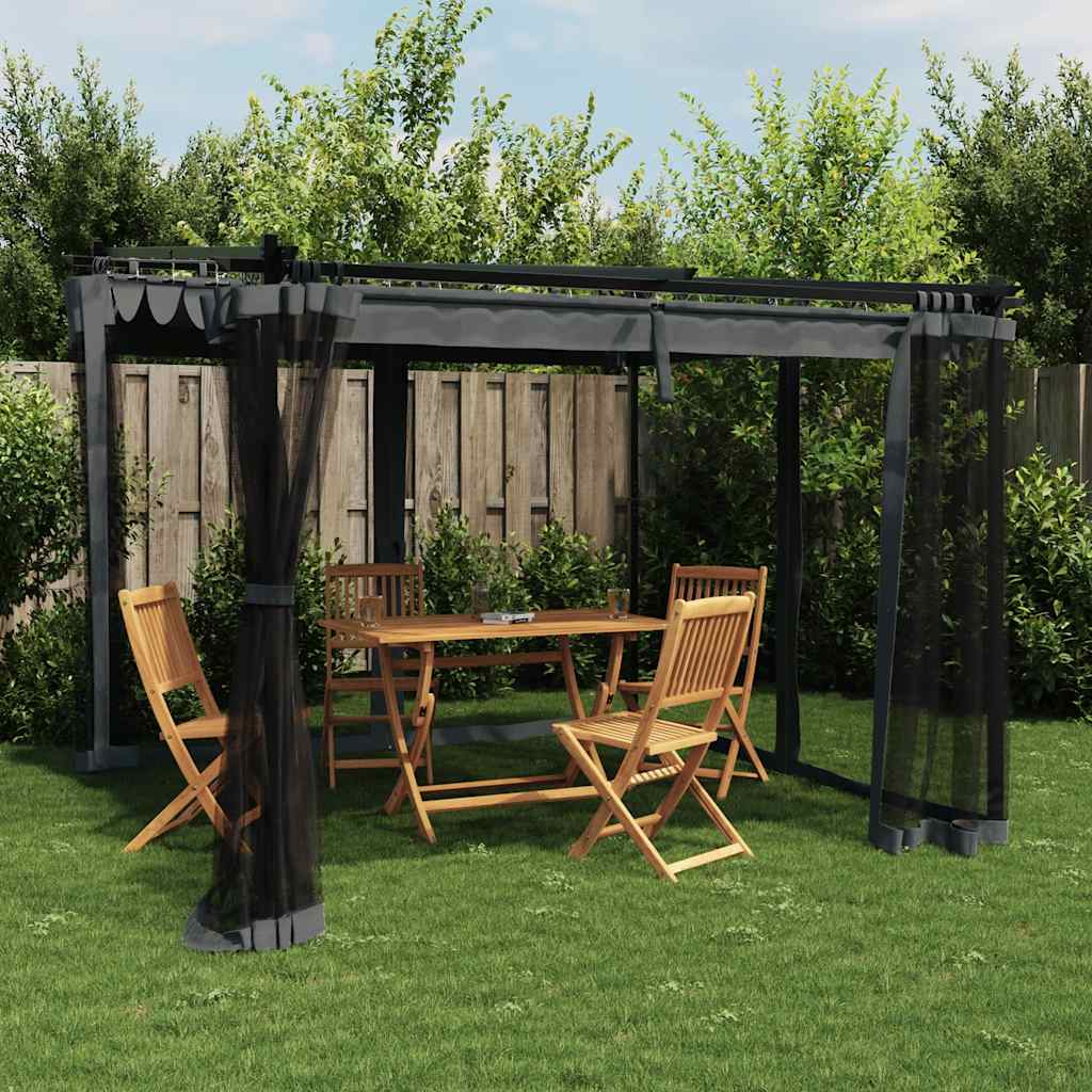 Gazebo Walls Steel Anthracite 3 x 3 m with mesh
