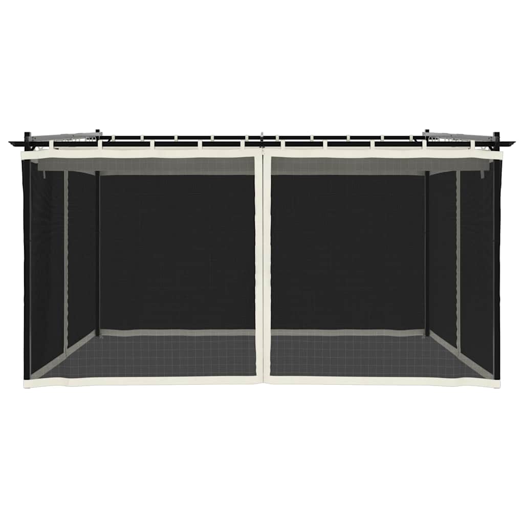 Gazebo Walls Steel Cream 4 x 3 m with mesh