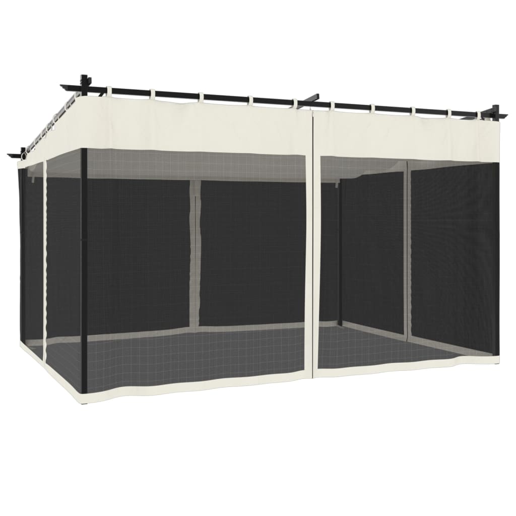 Gazebo Walls Steel Cream 4 x 3 m with mesh