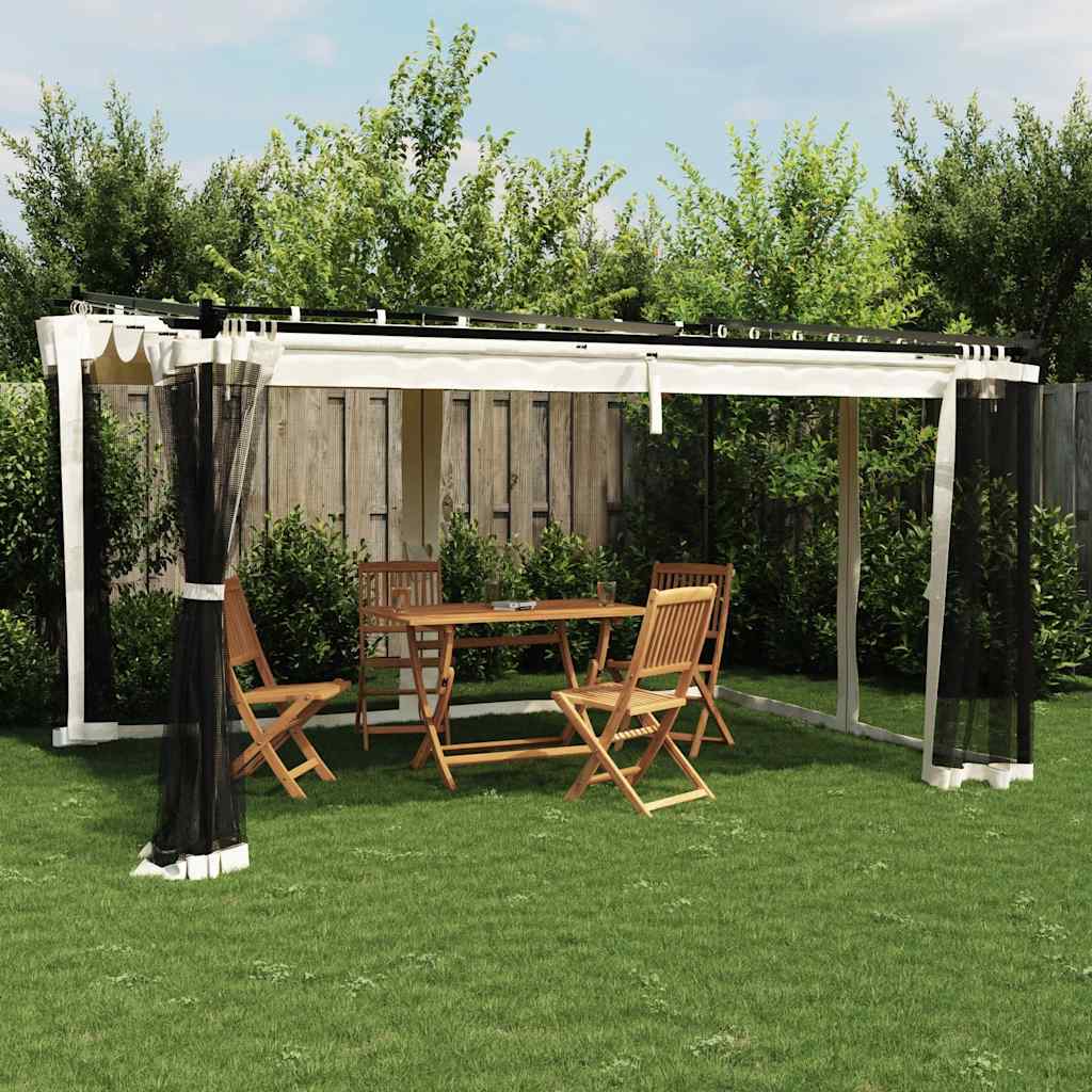 Gazebo Walls Steel Cream 4 x 3 m with mesh