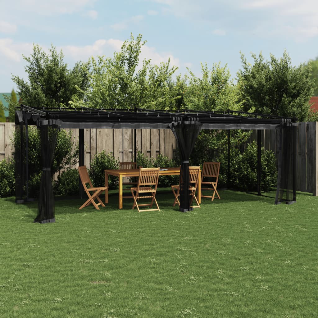Gazebo Walls Steel Anthracite 6 x 3 m with mesh