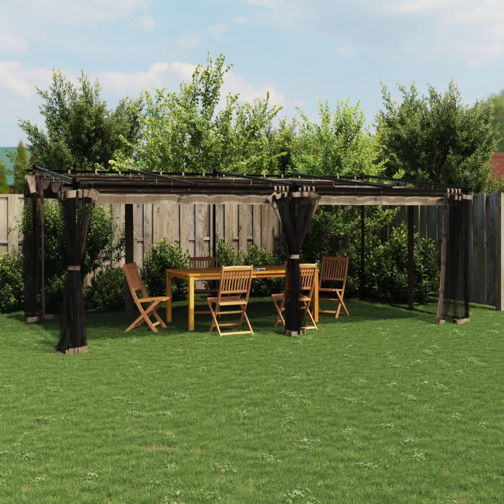 Gazebo Walls Steel Taupe 6 x 3 m with mesh