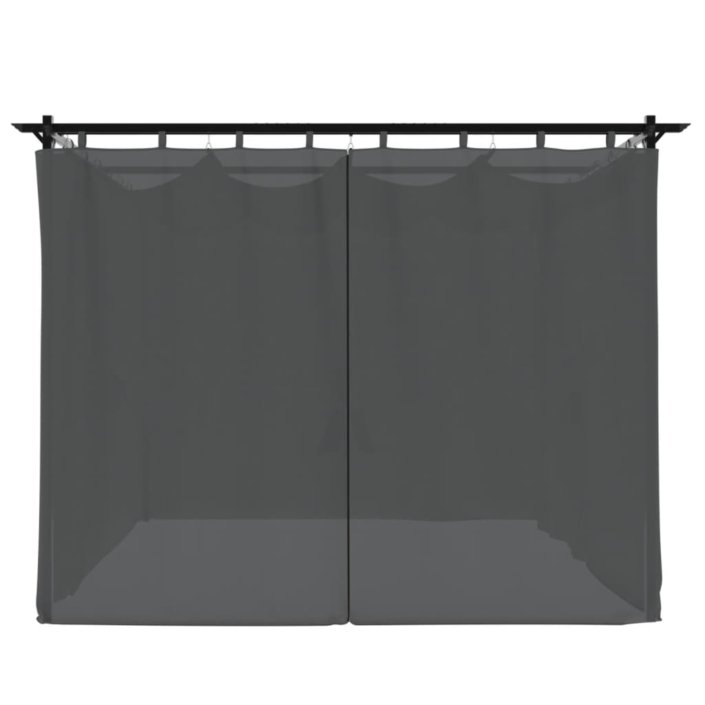 Gazebo with Curtains Steel Anthracite 3 x 3 m