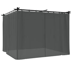 Gazebo with Curtains Steel Anthracite 3 x 3 m