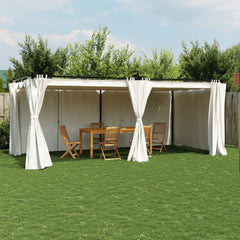 Gazebo with Curtains Steel Cream 6 x 3 m