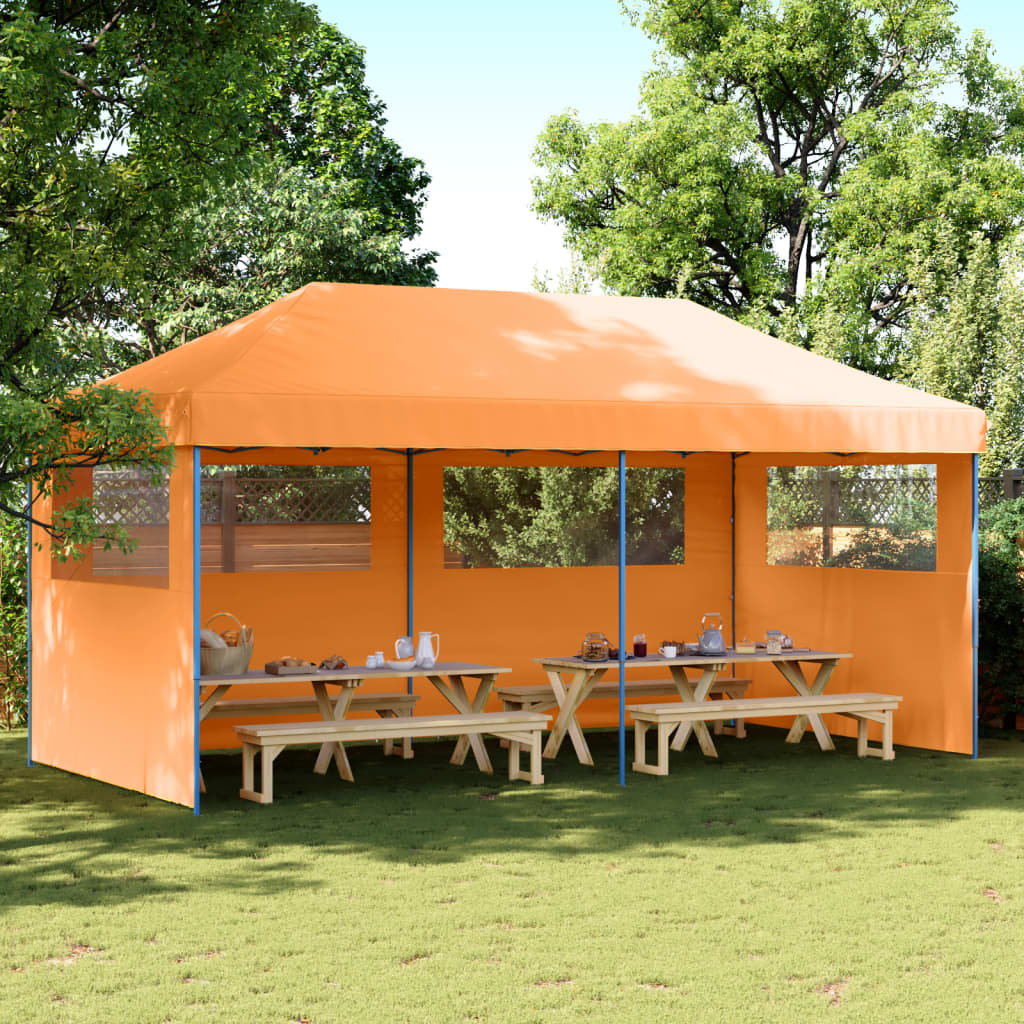 Foldable Party Tent Pop-Up No with 3 Sidewalls Orange