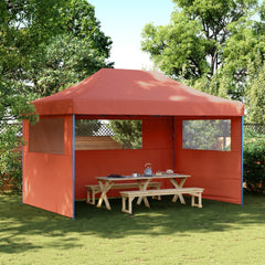 Foldable Party Tent Pop-Up No with 3 Sidewalls Terracotta