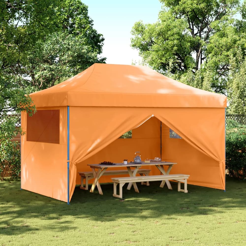 vidaXL Foldable Party Tent Pop-Up with 4 Sidewalls Orange 1