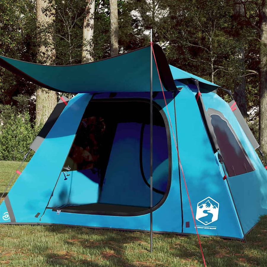 Camping Tent Dome Quick Release Blue 4-person