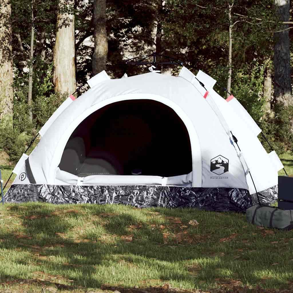 vidaXL Camping Tent 2-Person White Blackout Fabric Quick Release 1