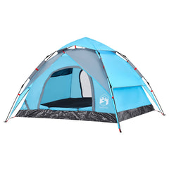 vidaXL Camping Tent Dome 3-Person Blue Quick Release 4