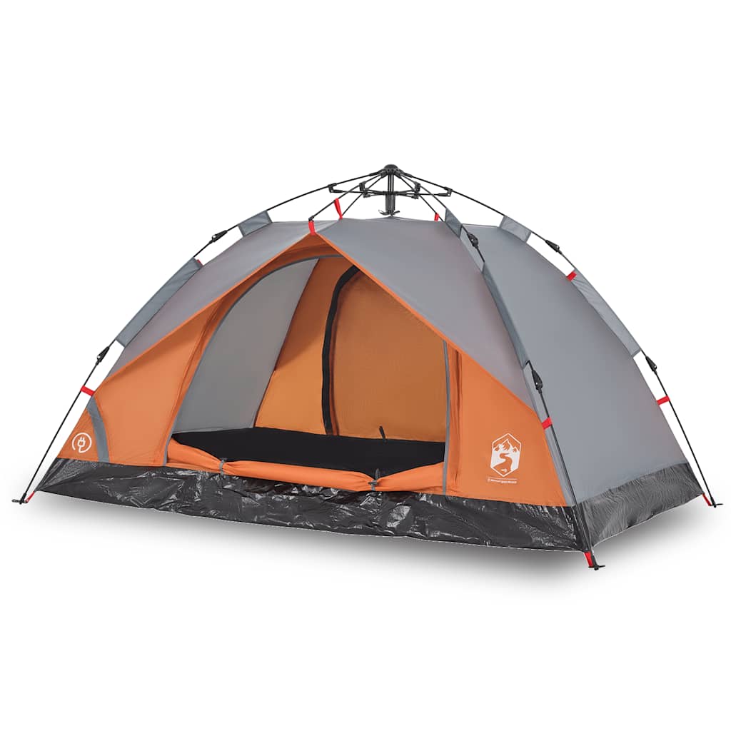 vidaXL Camping Tent Dome 2-Person Grey and Orange Quick Release 2