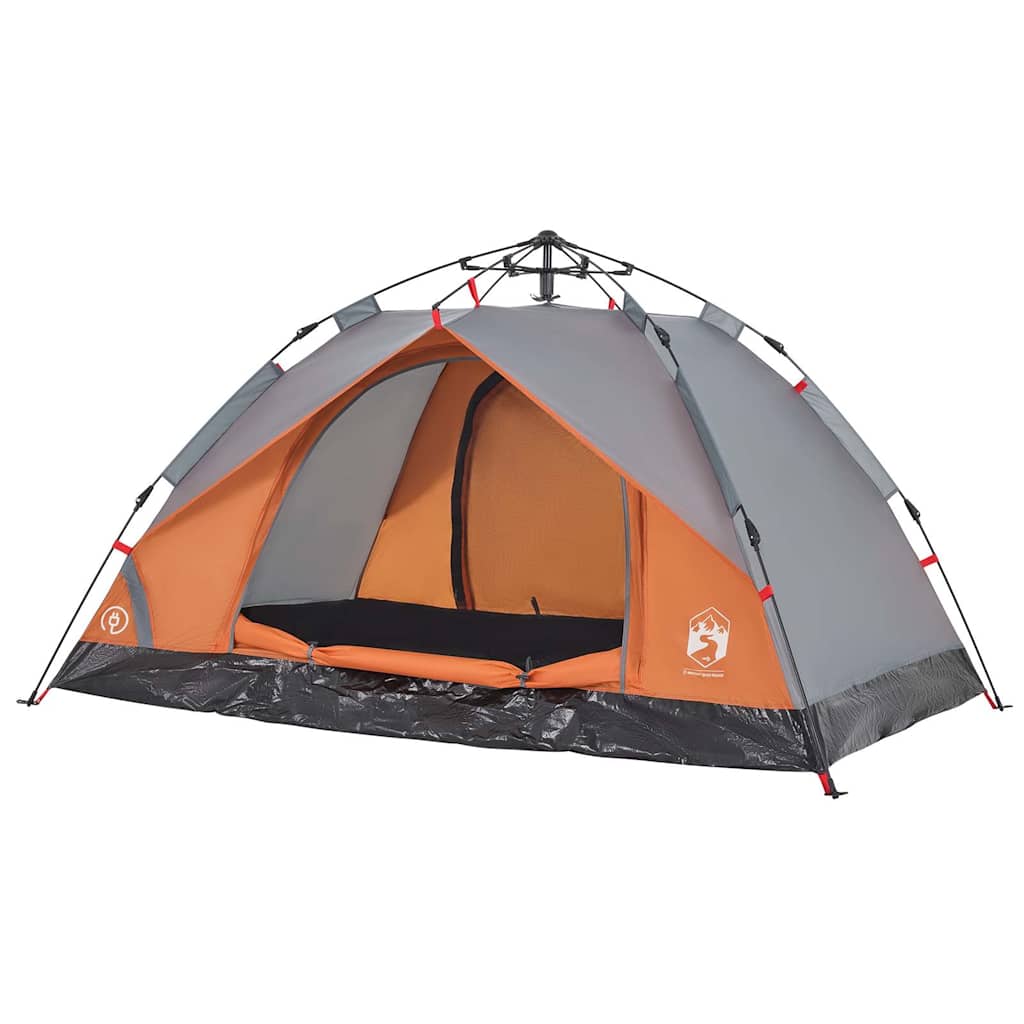 vidaXL Camping Tent Dome 2-Person Grey and Orange Quick Release 4