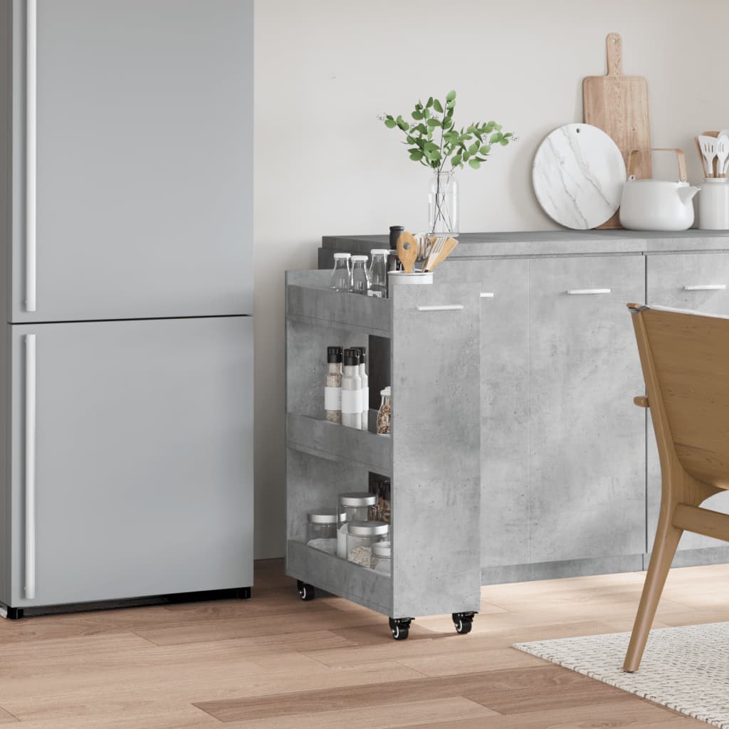 vidaXL Cabinet with Wheels Concerte Grey 60x22x79 cm Engineered Wood 3