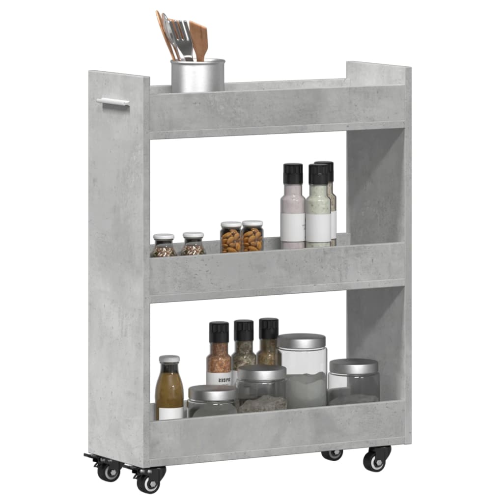 vidaXL Cabinet with Wheels Concerte Grey 60x22x79 cm Engineered Wood 4