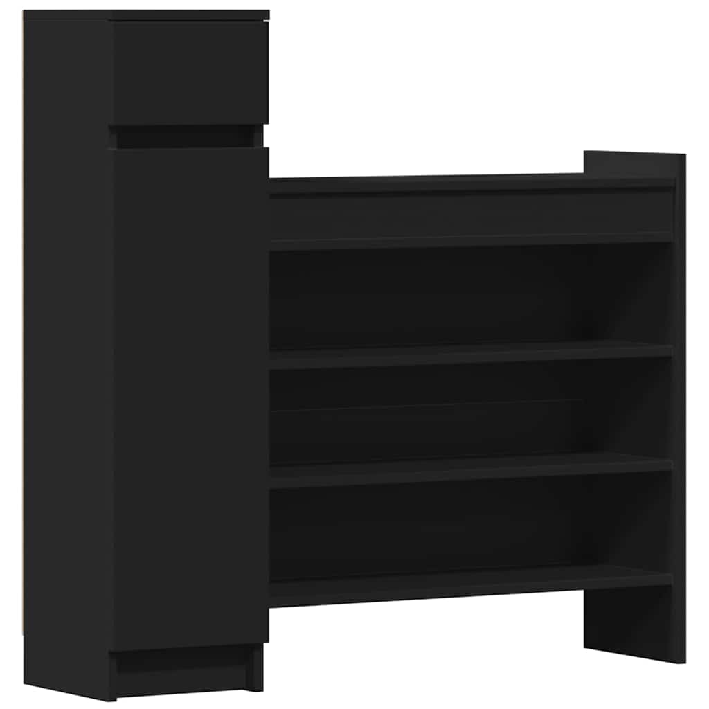 vidaXL Shoe Cabinet Black 100.5x28x100 cm Engineered Wood 2