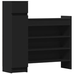 vidaXL Shoe Cabinet Black 100.5x28x100 cm Engineered Wood 2