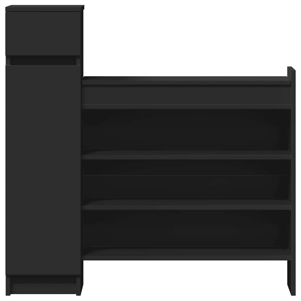 vidaXL Shoe Cabinet Black 100.5x28x100 cm Engineered Wood 6
