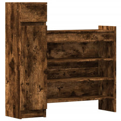 vidaXL Shoe Cabinet Smoked Oak 100.5x28x100 cm Engineered Wood 2