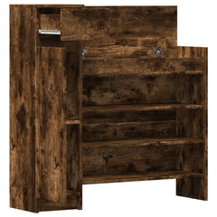 vidaXL Shoe Cabinet Smoked Oak 100.5x28x100 cm Engineered Wood 5