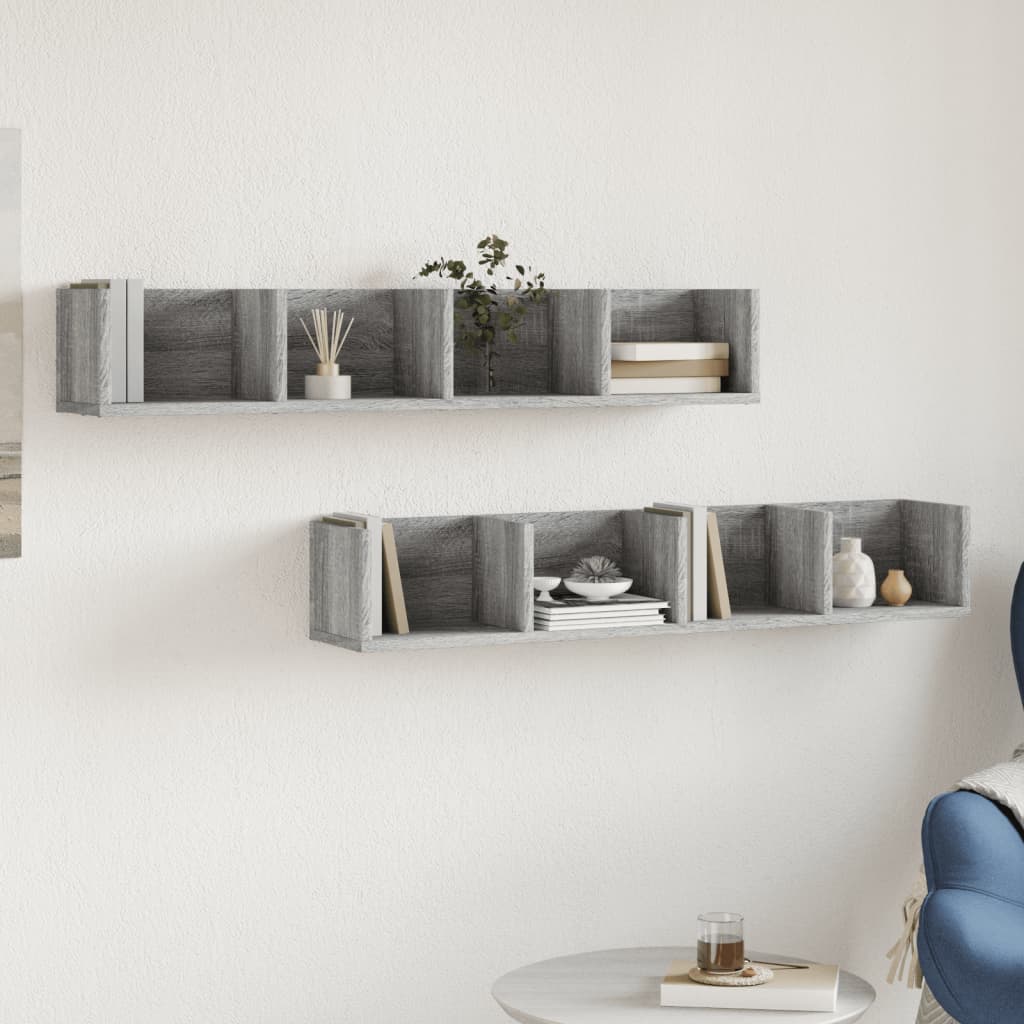 vidaXL Wall Cabinets 2 pcs Grey Sonoma 99x18x16.5 cm Engineered Wood 3