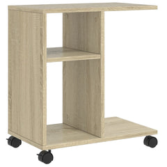 vidaXL Side Table with Wheels Sonoma Oak 50x30x55 cm Engineered Wood 2